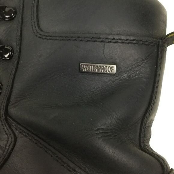 Dr. Martens AirWair Black Leather Combat Boots Lace-Up Size 9 Mens Durable Sole - Picture 10 of 14